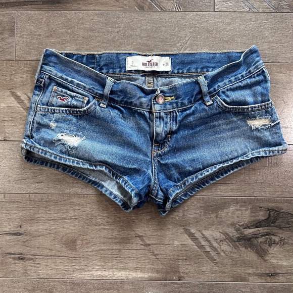 Hollister Pants - Y2K Hollister Women's Low Rise Distressed Denim Short Micro Shorts Sz 3